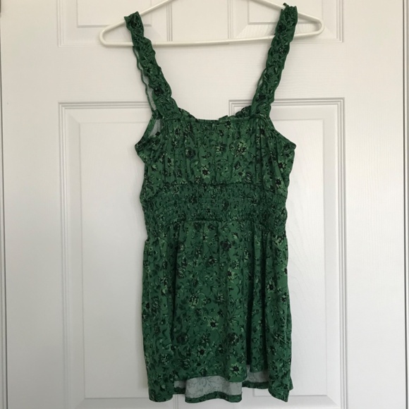 Lily Morgan Mini Dress Floral S Royal Green Black Tie Front Smocked Waist - Picture 10 of 16